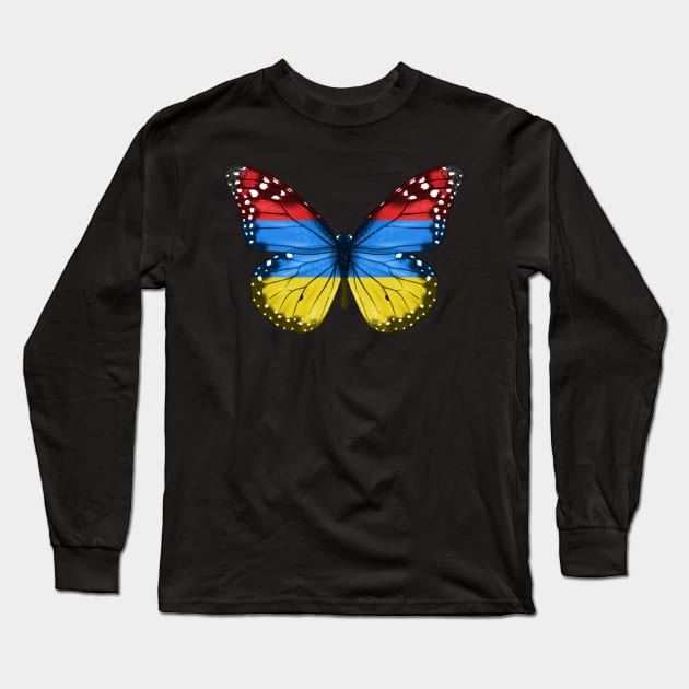 Armenian Flag  Butterfly - Gift for Armenian From Armenia Long Sleeve T-Shirt by Country Flags